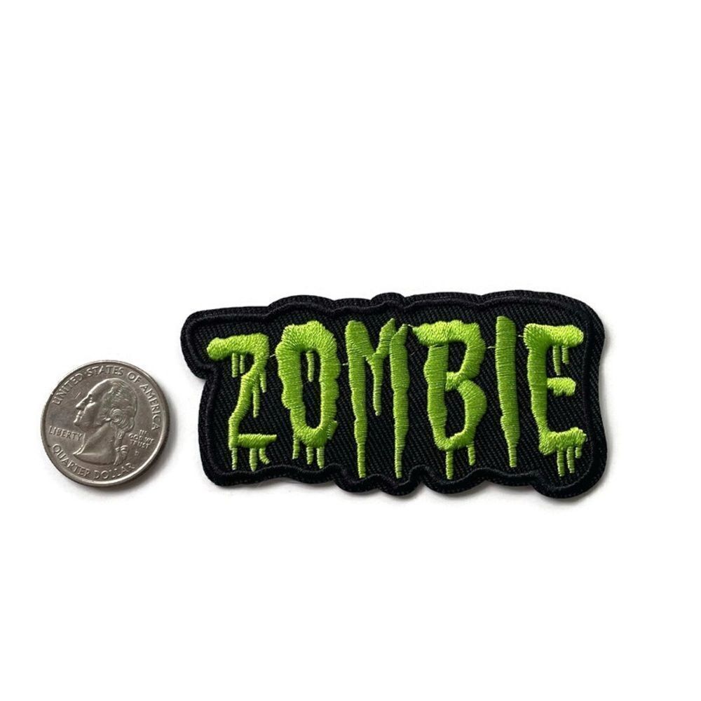 Zombie Green Text Embroidered Patch - Picture 2 of 3
